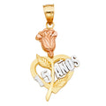 14K Yellow White Rose Gold 15 Years Heart Pendant
