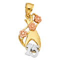 14K Yellow White Rose Gold 15 Years Heart Pendant
