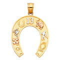 14K Yellow White Rose Gold Lucky Horseshoe Pendant