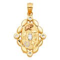14K Yellow White Rose Gold Lucky Pendant