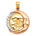 14K Yellow White Rose Gold Moon & Sun Pendant