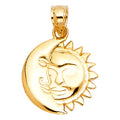 14K Yellow White Rose Gold Moon & Sun Pendant