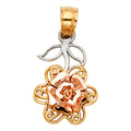 14K Two Tone Gold Rose Pendant