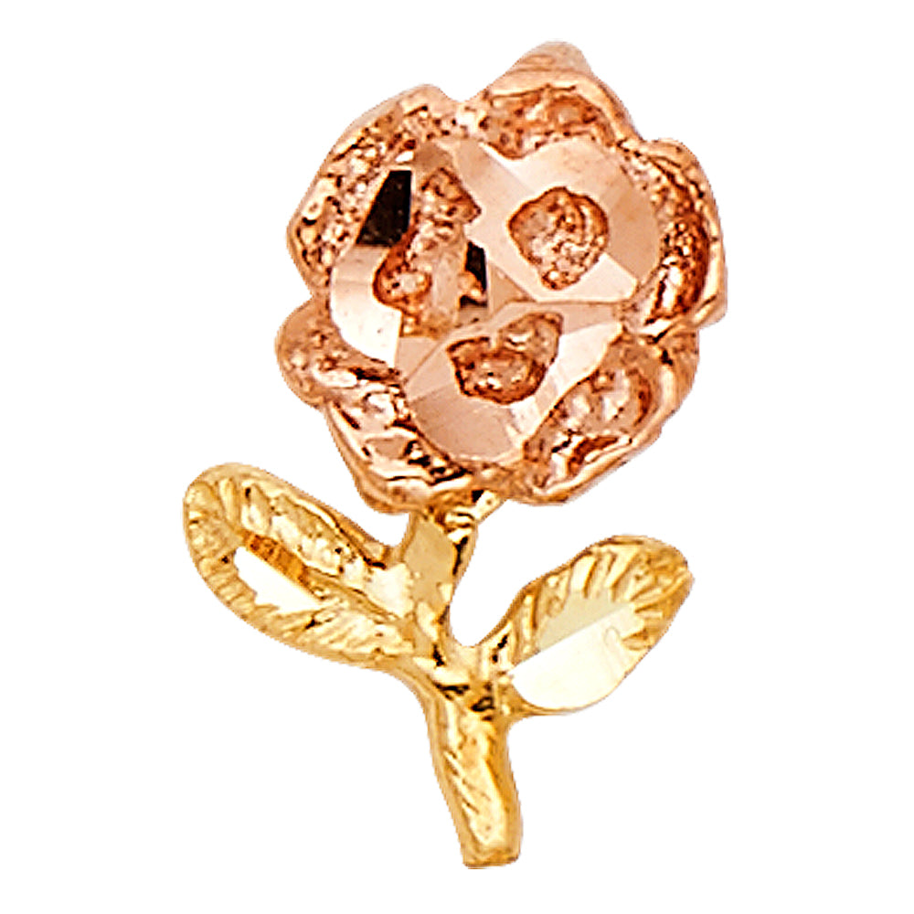 14K Two Tone Gold Rose Pendant