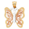 14K Yellow White Rose Gold Butterfly Pendant