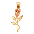 14K Two Tone Gold Rose Pendant