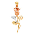 14K Yellow White Rose Gold Rose Pendant