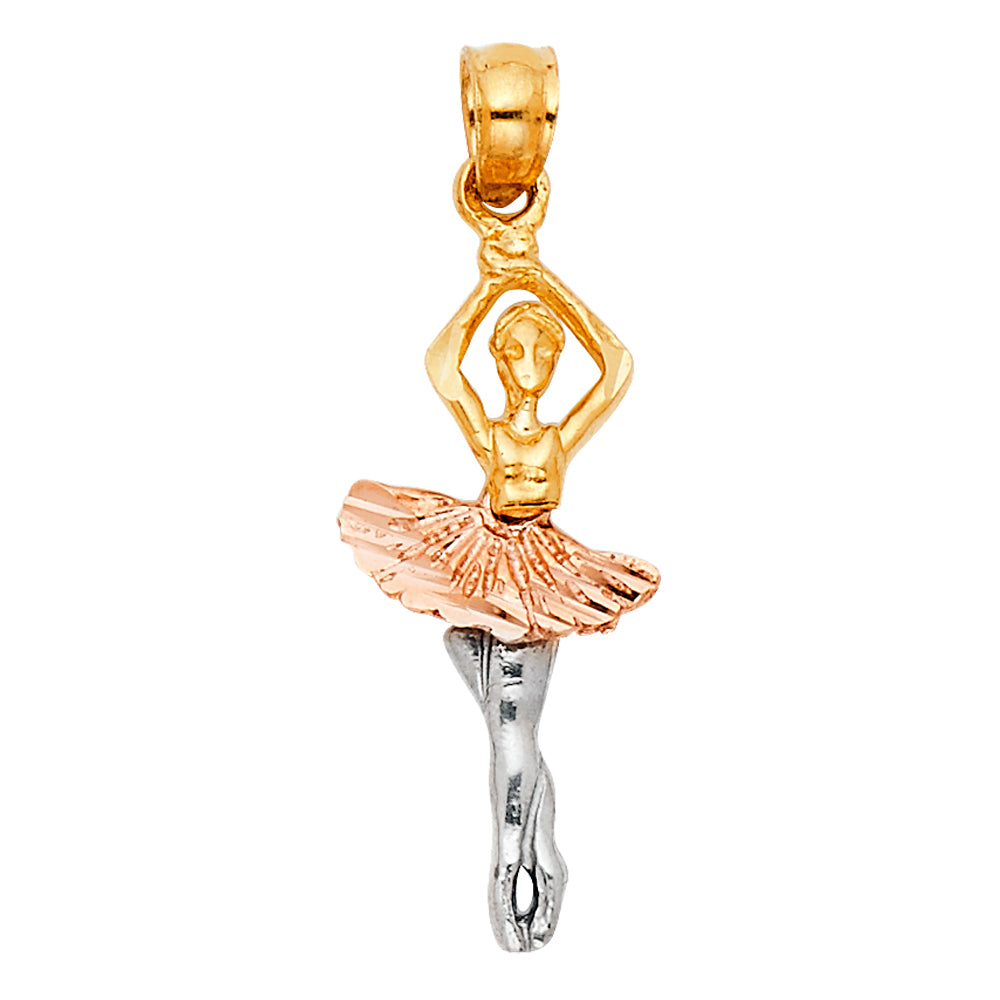 14K Yellow White Rose Gold Ballerina Pendant