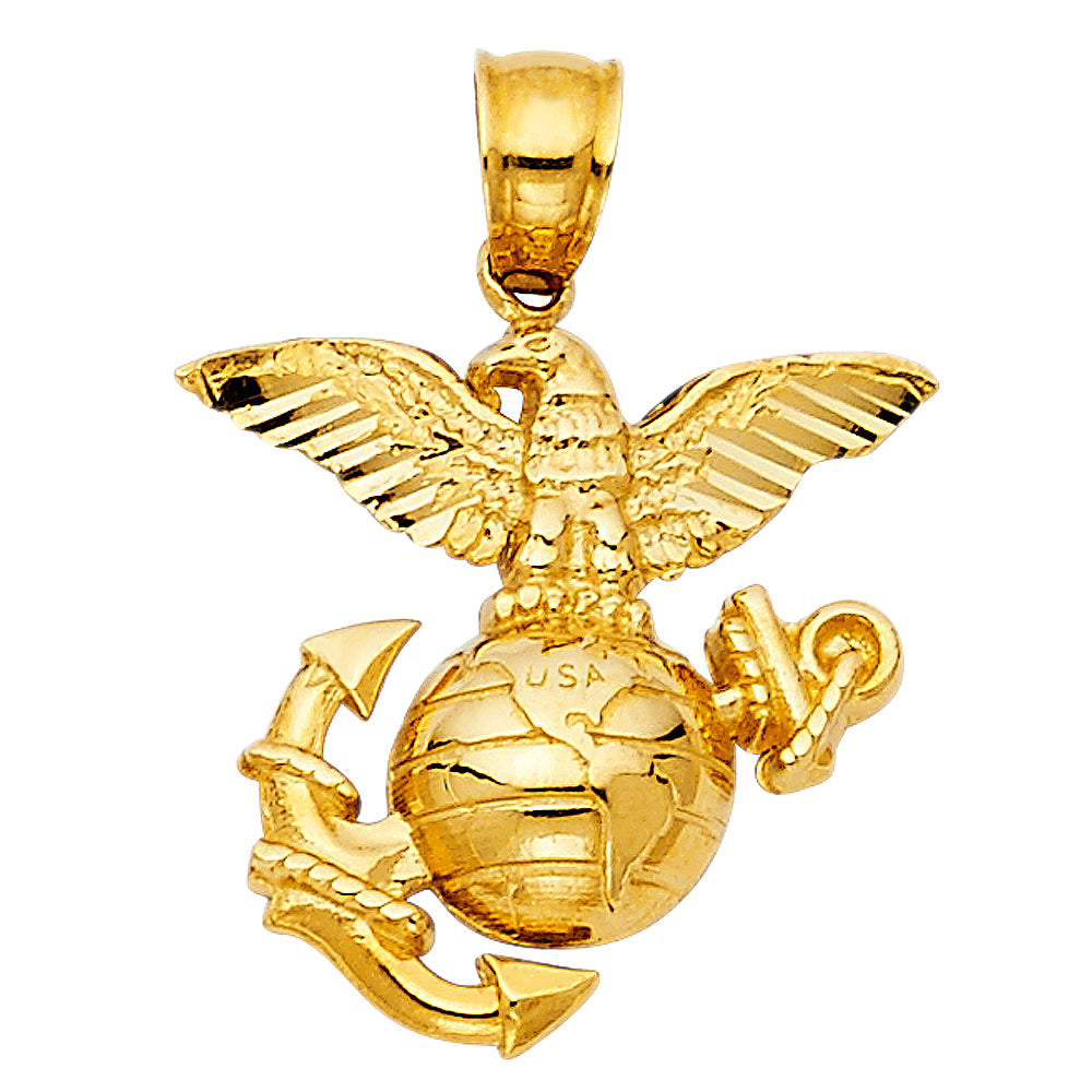 14K Yellow Gold Usa Logo Pendant