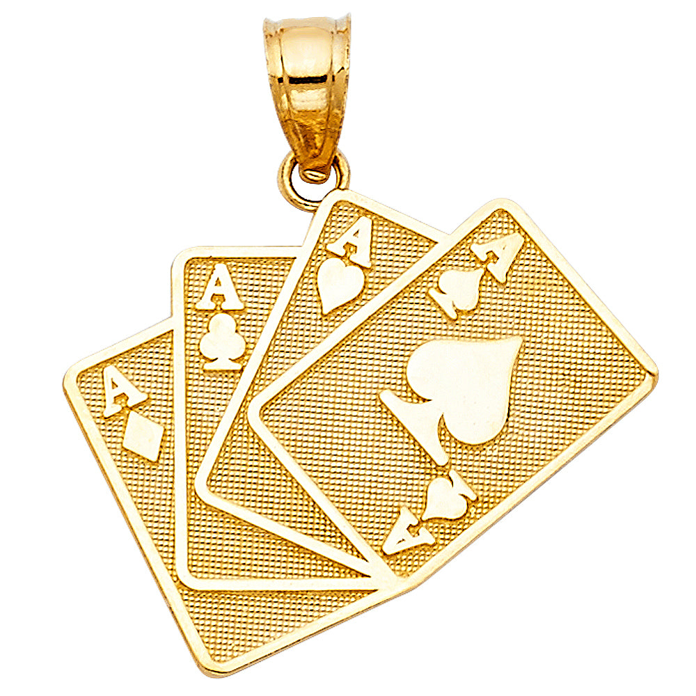 14K Yellow Gold A Poker Pendant