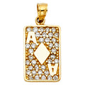 14K Yellow Gold CZ Diamond A Card Pendant