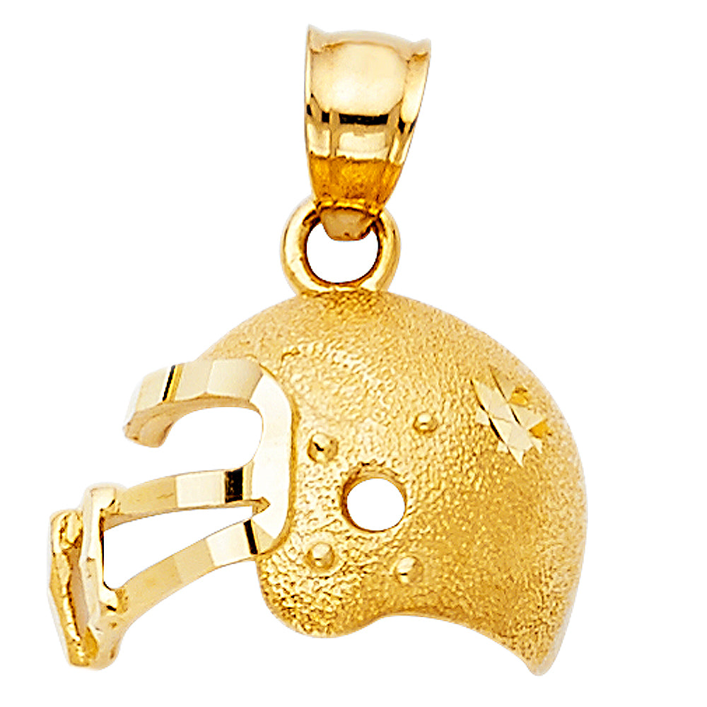 14K Yellow Gold Football Helmet Pendant