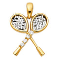 14K Two Tone Gold Tennis Rocket Pendant