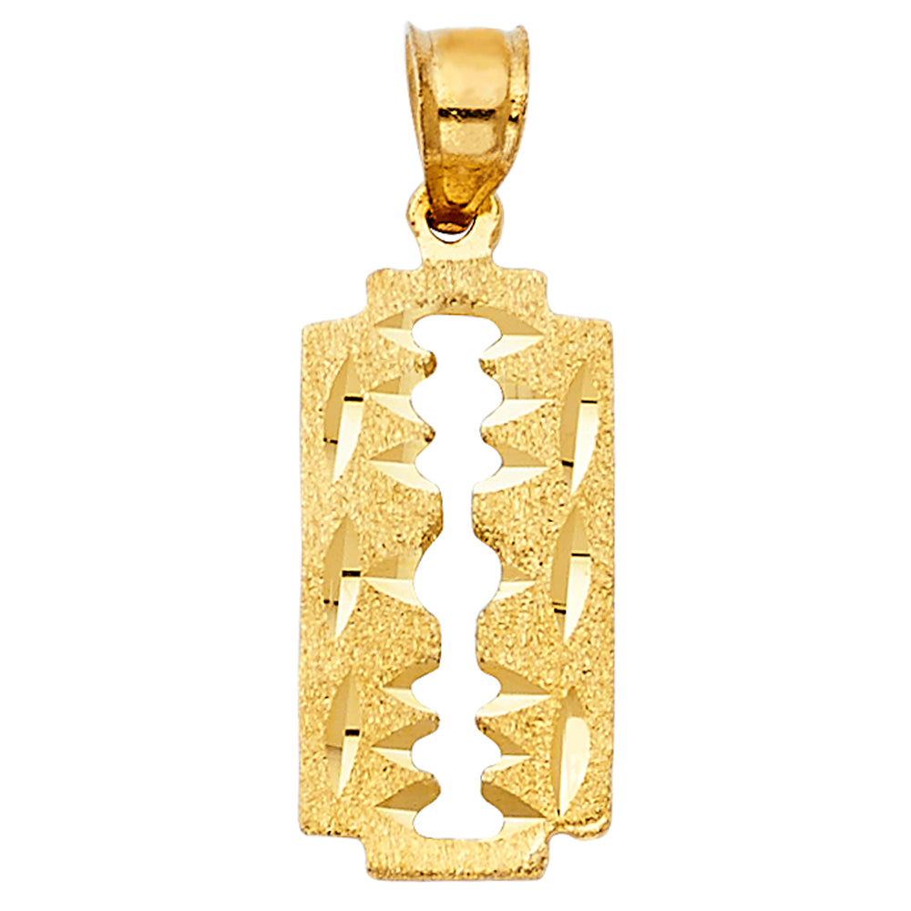 14K Yellow Gold Razor Blade Pendant