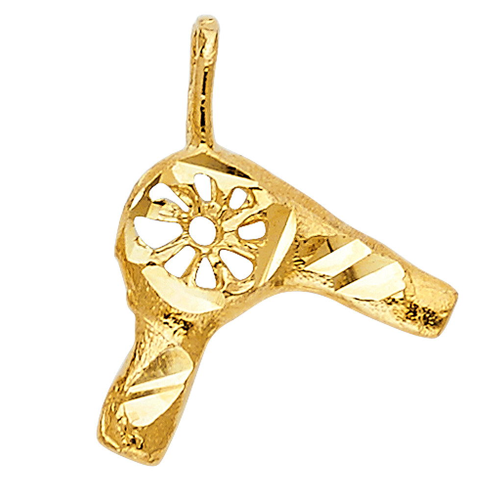 14K Yellow Gold Hair Dryer Pendant