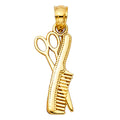 14K Yellow Gold Scissors & Comb Pendant