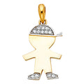 14K Two Tone Gold CZ Boy Pendant