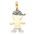 14K Two Tone Gold Boy Pendant