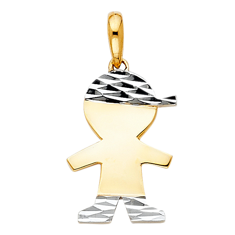 14K Two Tone Gold Boy Pendant