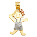14K Yellow White Rose Gold Girl Pendant