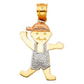 14K Yellow White Rose Gold Boy Pendant
