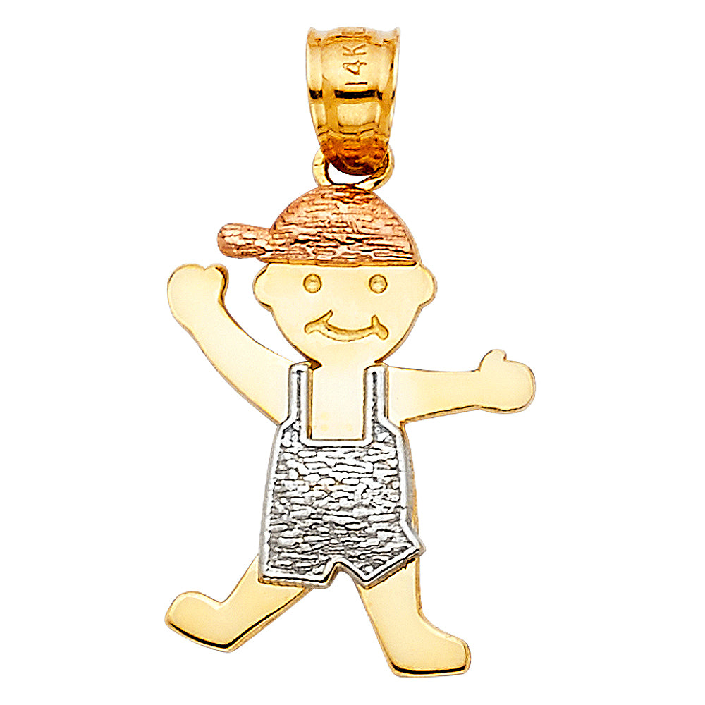 14K Yellow White Rose Gold Boy Pendant