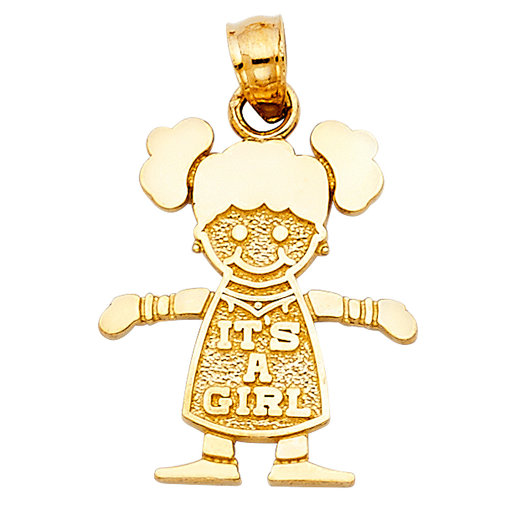 14K Yellow Gold Girl Pendant