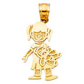 14K Yellow Gold Girl W/ Doll Pendant
