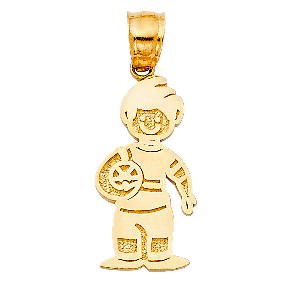14K Yellow Gold Boy W/ Ball Pendant