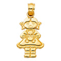 14K Yellow Gold Girl W/ Doll Pendant