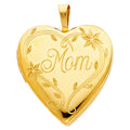 14K Yellow Gold Heart Locket Pendant