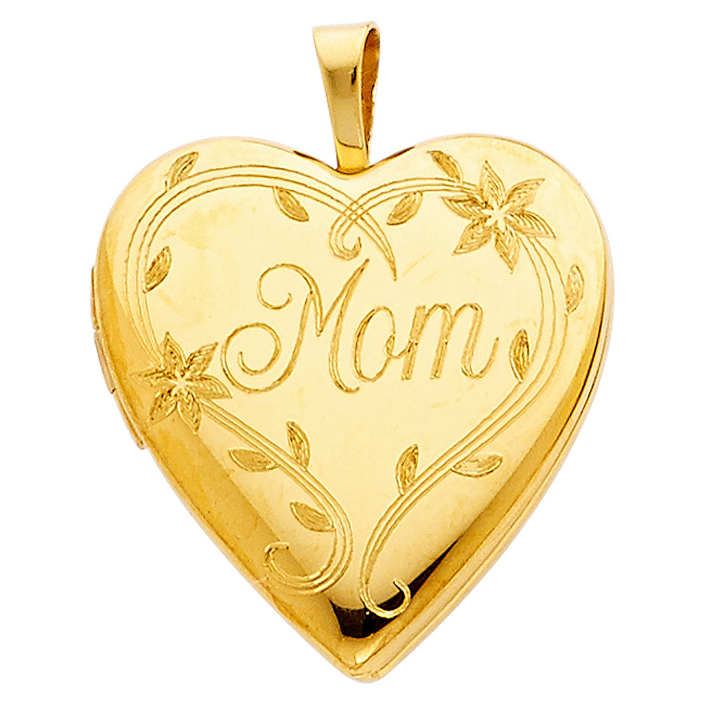 14K Yellow Gold Heart Locket Pendant