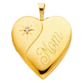 14K Yellow Gold Heart Locket Pendant