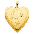 14K Yellow Gold Heart Locket Pendant