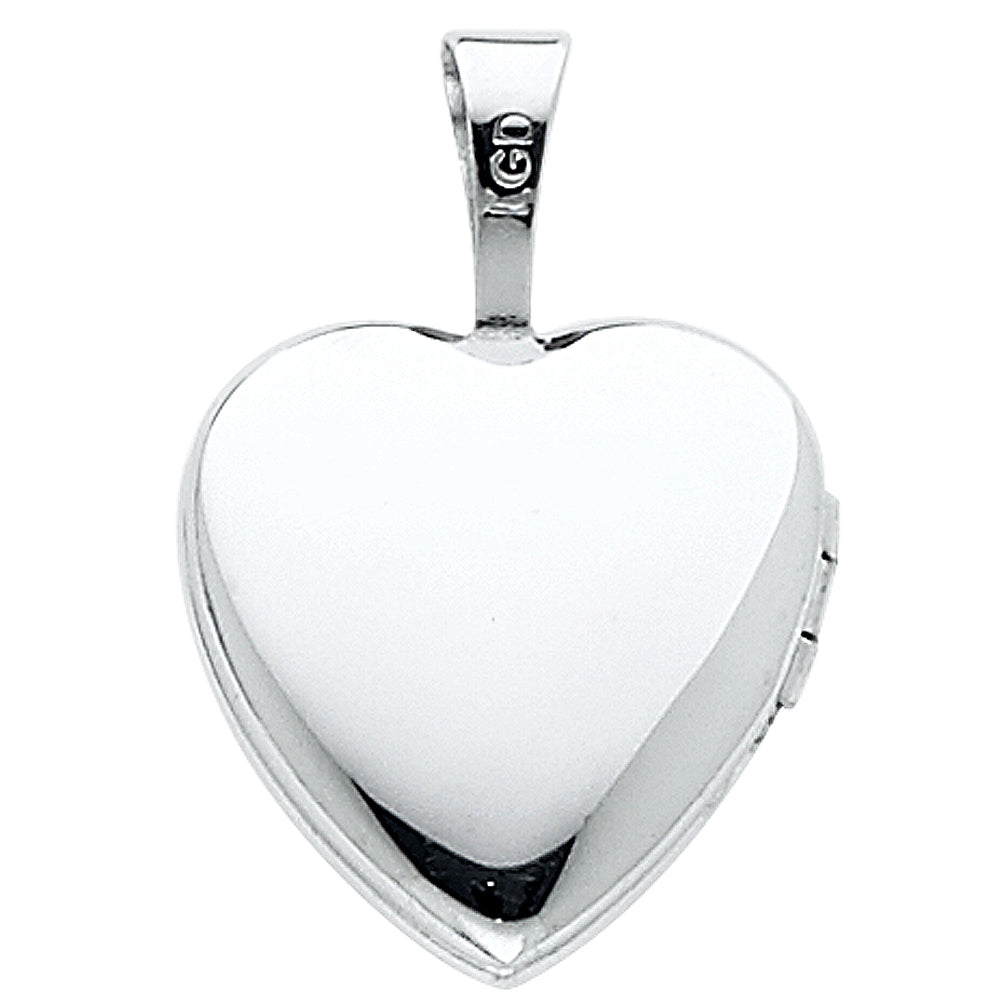 14K White Gold Heart Locket Pendant