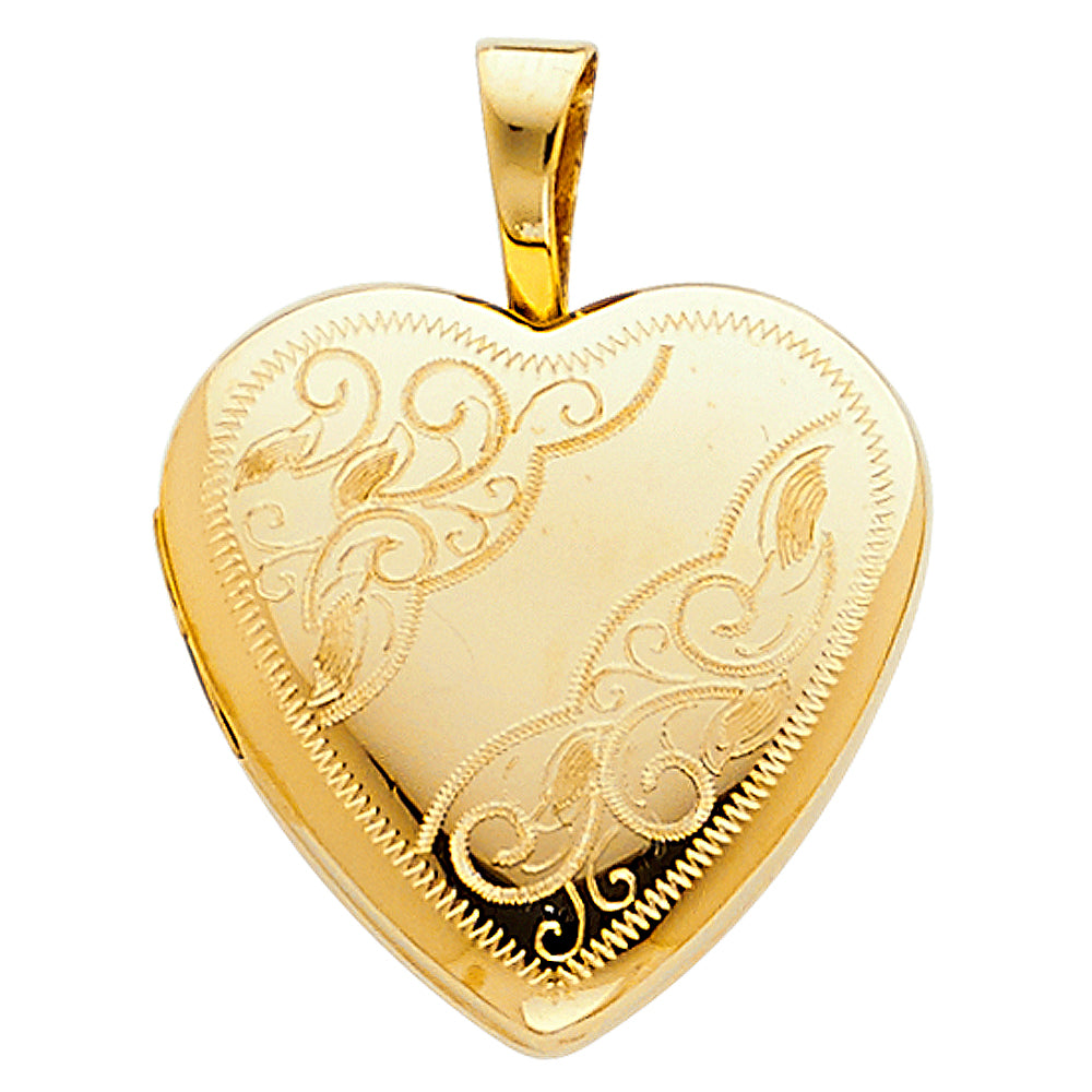 14K Yellow Gold Heart Locket Pendant