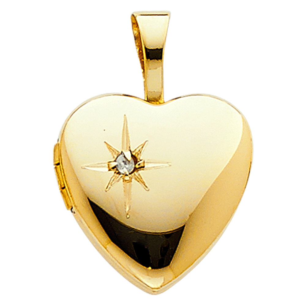 14K Yellow Gold Heart Locket Pendant