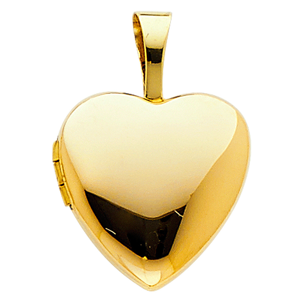 14K Yellow Gold Heart Locket Pendant