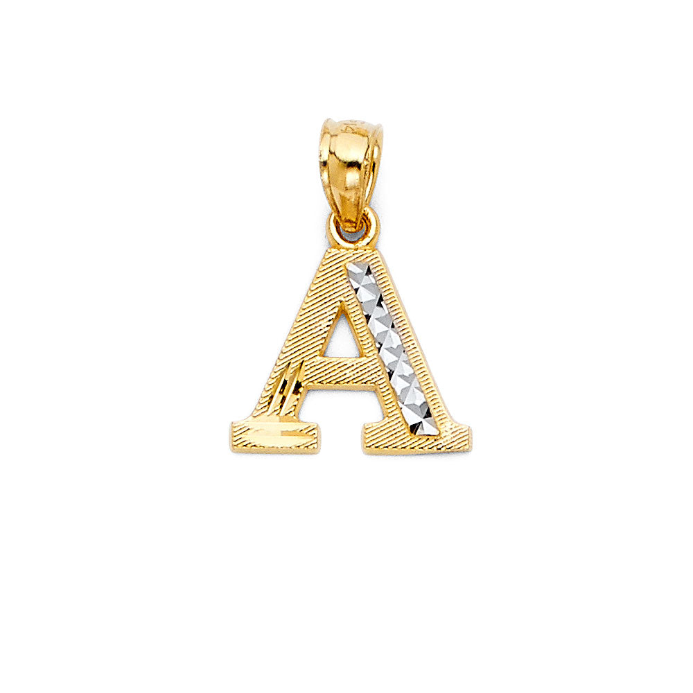 14K Two Tone Gold Initial Pendant (A - Z)
