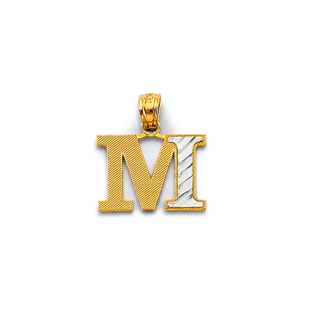 14K Two Tone Gold Initial Pendant (A - Z)