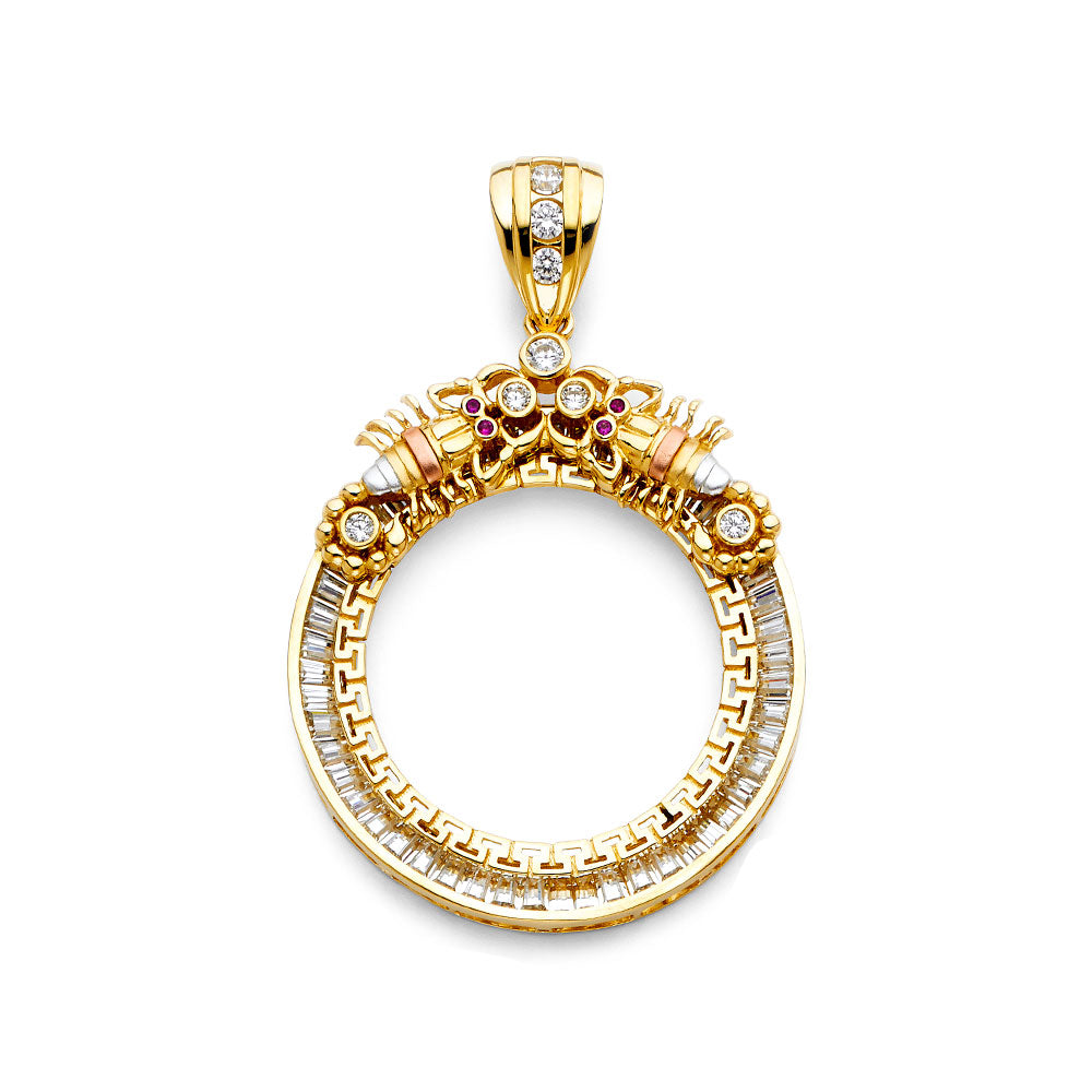 14K Yellow Gold CZ Scorpion CZ Frame (50 Pesos)