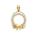 14K Two Tone Gold Horse Show CZ Frame (50 Pesos)