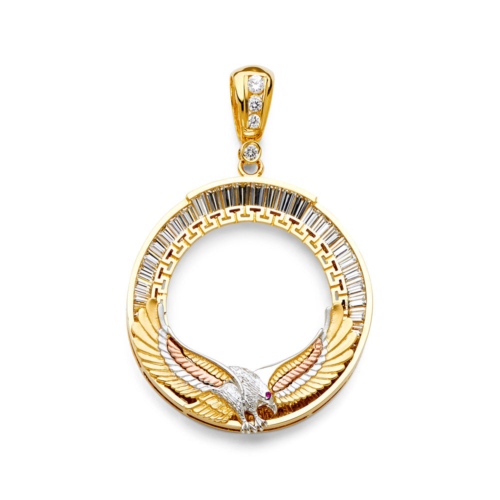 14K Yellow Gold CZ Eagle CZ Frame (50 Pesos)