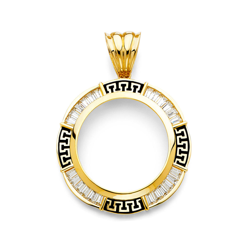 14K Yellow Gold CZ Greek CZ Frame (50 Pesos)