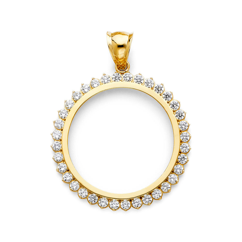 14K Yellow Gold Round CZ Frame (50 Pesos)