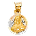 14K Yellow White Rose Gold Jesus With Heart Studs Pendant