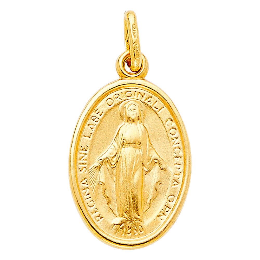 14K Yellow Gold Virgin Mary Medal