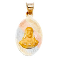 14K Yellow White Rose Gold Jesus With Heart Studs Pendant