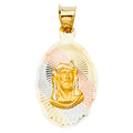 14K Yellow White Rose Gold Jesus Stamp Pendant