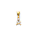 14K Two Tone Gold CZ Initial Pendant (A - Z)
